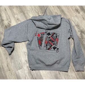 Gray Hoodie Queen of Spades & Diamonds‎ Graphic Print Pullover Sweatshirt